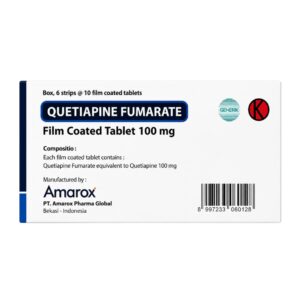 Quetiapine Fumarate 100 mg tablet salut selaput box 6 strip isi 10 tablet Amarox