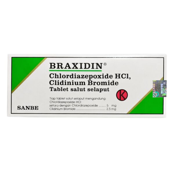 Braxidin Chlordiazepoxide HCl Clidinium Bromide Tablet Sanbe