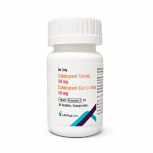 Botol Dolutegravir Tablets 50 mg isi 30 tablet produksi Laurus Labs obat antiretroviral HIV